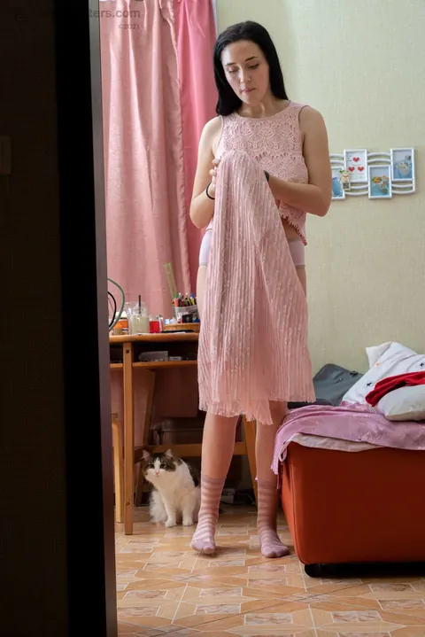 Tall Brunette with Big Natural Tits Strips Out of Her Skirt – photo 16 of 20