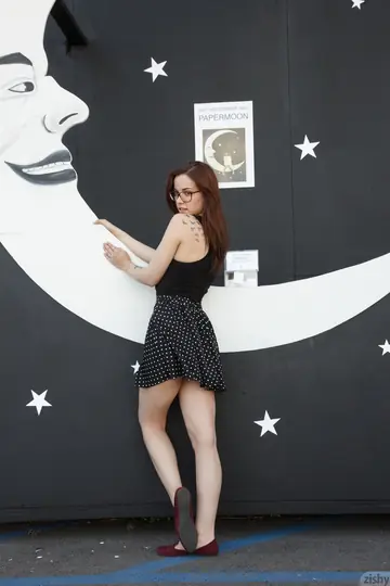 Busty Redhead Reveals Her Natural Tits and Panties in Public