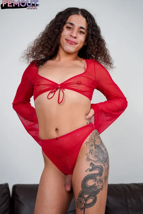 Trans Woman Slides Top Up and Poses Nude – photo 6 of 16