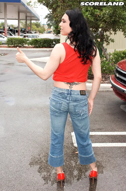 Isis Haze: Busty Brunette MILF Spreads in Jeans and Panties in the Car – photo 3 of 16