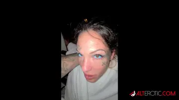 Heavily Tattooed Woman Takes Anal Doggy Style and Spreads Her Shaved Pussy