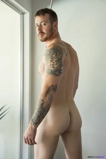Two Tattooed Hairy Men Kiss and Fuck Bareback