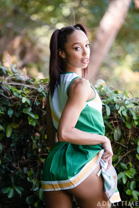 Alexis Tae: Petite Ebony Brunette in Pigtails Takes Anal Outdoors – photo 3 of 20