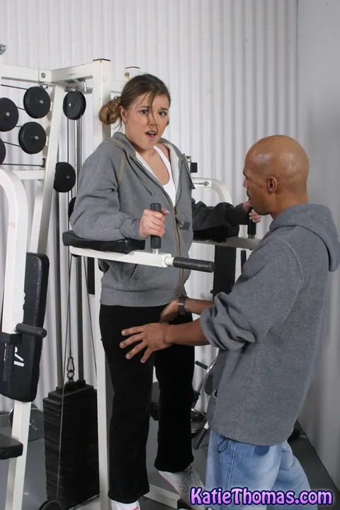 Katie Thomas: Brunette in Pigtails Sucks BBC and Rides Him in the Gym – photo 3 of 21