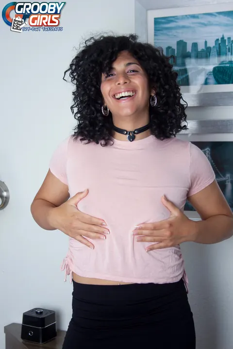 Small-Titted Trans Woman Strips and Shows Her Cock – photo 2 of 16