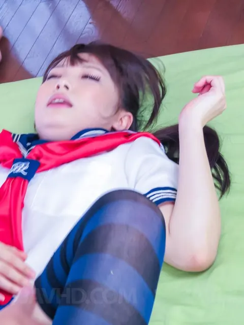 Yuri Sakurai: Japanese Brunette in Stockings Sucks and Fucks a Partner – photo 16 of 16