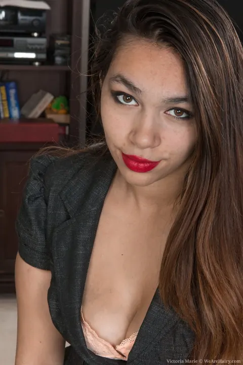 Victoria Marie: Busty Latina Brunette Pulls Panties Aside and Spreads Her Hairy Pussy – photo 1 of 16