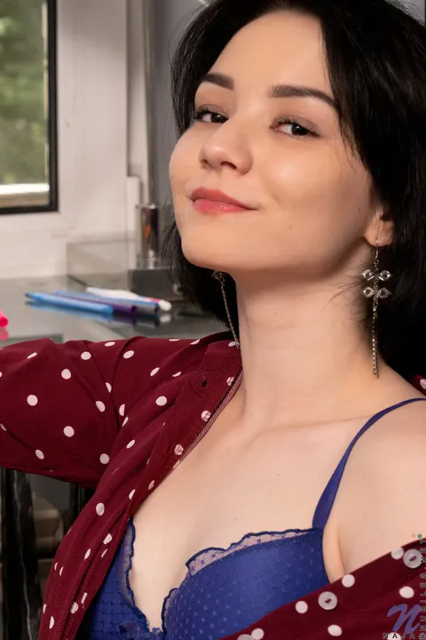 Candy Black: Skinny Black-Haired Russian Undresses and Touches Her Pussy – photo 4 of 20