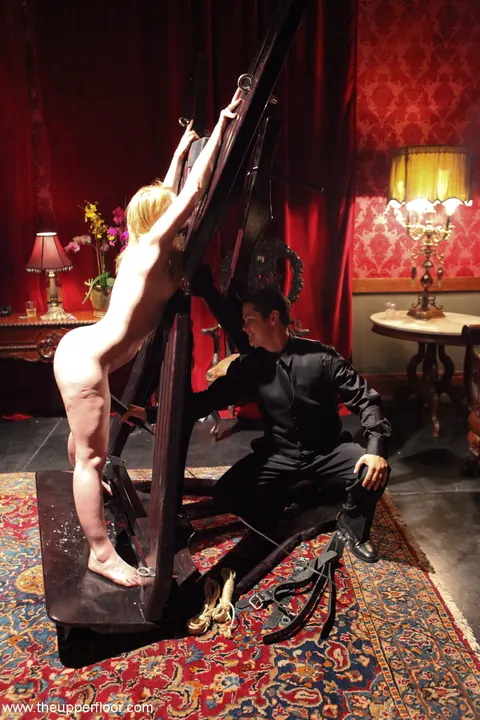 Amber Keen: Blonde MILF in Glasses Bound with Brunette and Redhead Outdoors – photo 12 of 21
