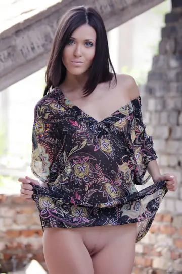 Woman Undresses Outdoors and Spreads Her Legs Wide