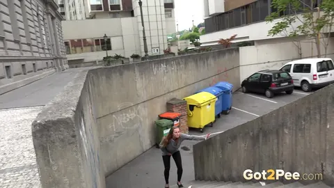 Blonde Spreads Her Shaved Pussy in Public – photo 2 of 15