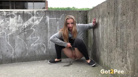 Blonde Spreads Her Shaved Pussy in Public – photo 5 of 15
