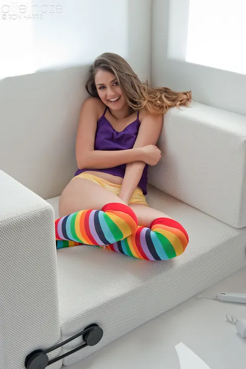 Allie Haze: Brunette Latina in Socks Uses a Vibrating Toy – photo 7 of 15