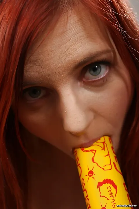 Redhead in Stockings and Heels Uses a Dildo and Spreads Wide – photo 7 of 16