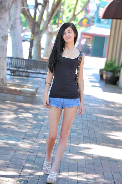 Zoey Kush: Skinny Brunette Strips Out of Her Shorts Outdoors – photo 2 of 16