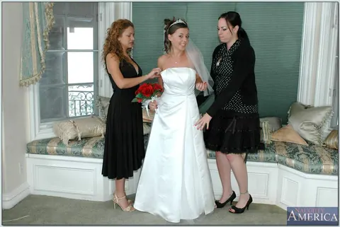 Nikki Benz: Blonde and Brunette in Wedding Dresses Finger and Lick Each Other – photo 8 of 16
