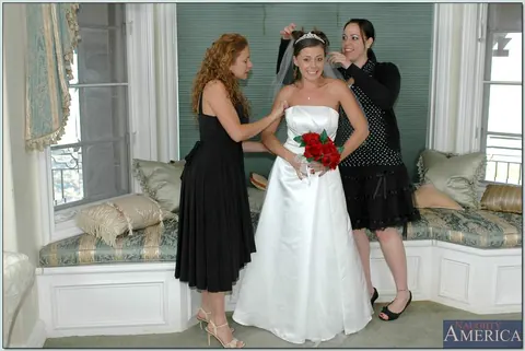 Nikki Benz: Blonde and Brunette in Wedding Dresses Finger and Lick Each Other – photo 7 of 16