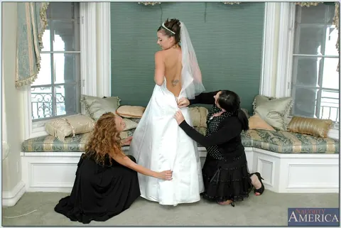 Nikki Benz: Blonde and Brunette in Wedding Dresses Finger and Lick Each Other – photo 4 of 16