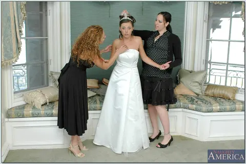 Nikki Benz: Blonde and Brunette in Wedding Dresses Finger and Lick Each Other – photo 6 of 16