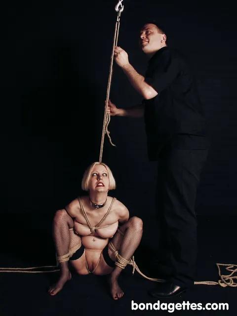 Cherry Torn: Blonde in Rope Bondage Displays Her Tits and Shaved Pussy – photo 10 of 21