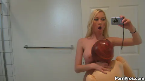 Madison Scott: Blonde with Big Enhanced Tits Undresses and Spreads in the Bathroom Mirror – photo 13 of 16