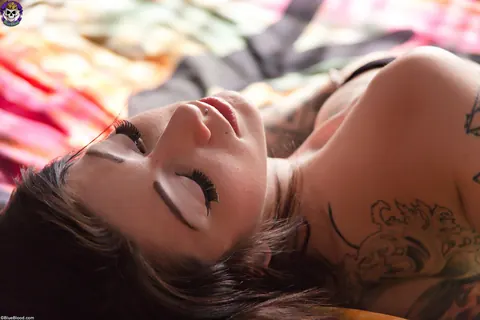 Angel Beau: Brunette PAWG in Lingerie and Socks Spreads on the Bed – photo 4 of 15