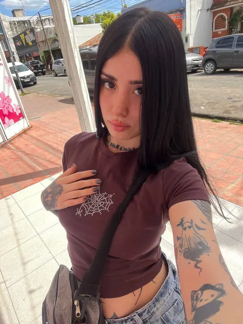 Skinny Latina Brunette Shows Her Tattoo While Posing – photo 10 of 20