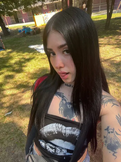 Skinny Latina Brunette Shows Her Tattoo While Posing – photo 18 of 20