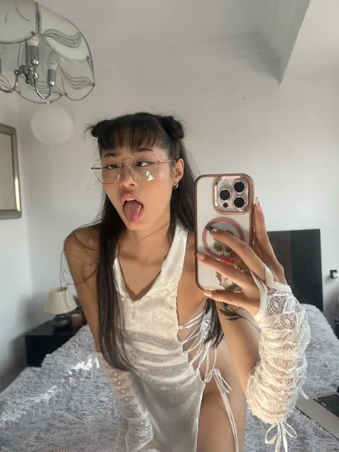 Petite Asian Brunette Strips Nude and Shows Her Natural Tits – photo 8 of 10