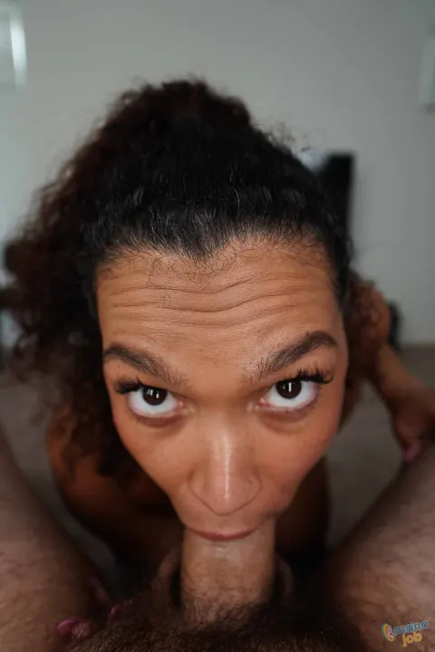 Ashlyn Peaks: Ebony Brunette Sucks Cock and Takes Cum on Big Tits – photo 18 of 21