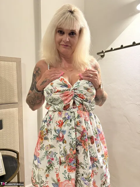 Mature Blonde with Big Tits Pushes Down Her Panties and Spreads – photo 3 of 16