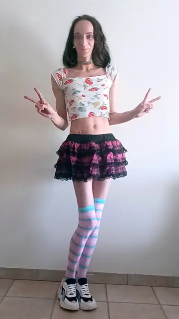 Skinny Woman Shows Her Tits Before Peeling Off Her Socks
