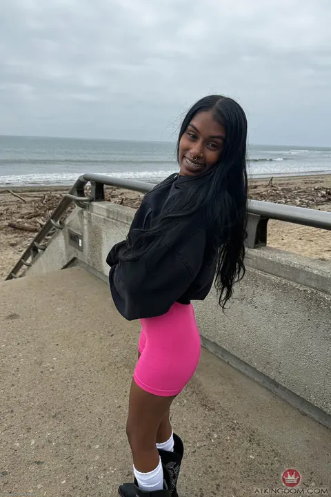 Skinny Ebony Woman in Socks Spreads Her Ass Outdoors – photo 17 of 21