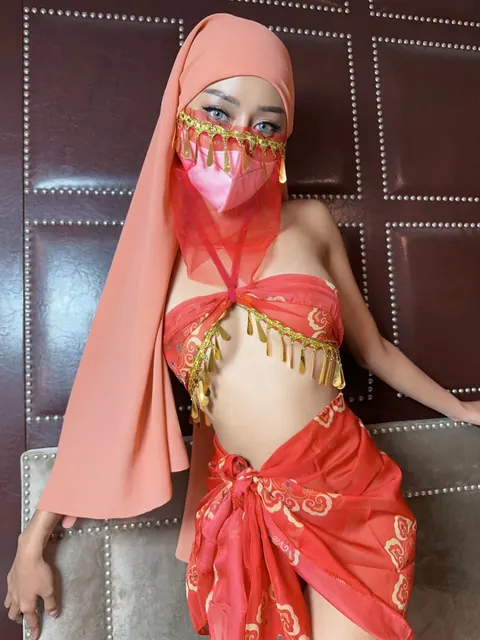 Slim Arab Woman Poses in Lingerie with a Veil Mask – photo 1 of 10