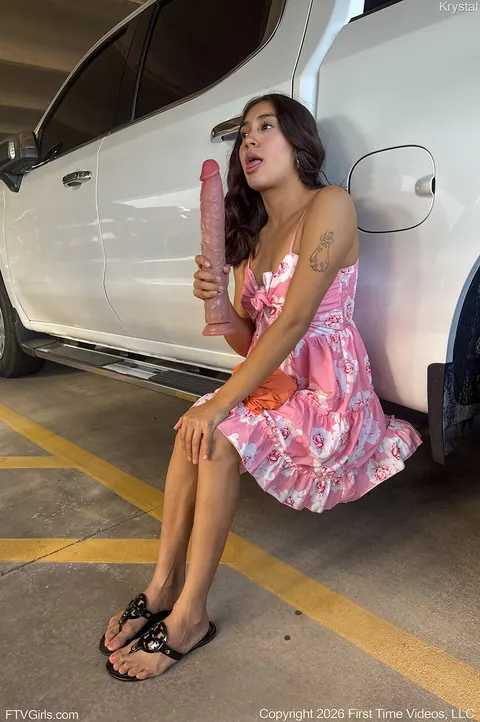 Brunette with a Tattoo Uses a Dildo in a Car – photo 6 of 15
