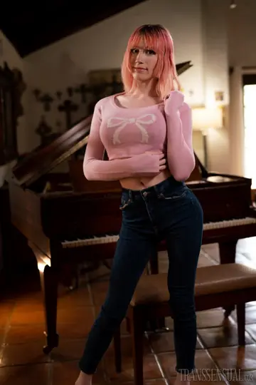 Skinny Trans Woman Strips Out of Her Jeans