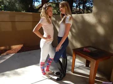 Kenna James – Thick Blonde in Stockings and Heels Has Lesbian Sex Outdoors
