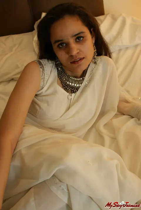 Jasmine Mathur: Petite Indian Brunette Reveals Her Natural Tits in Panties – photo 3 of 12