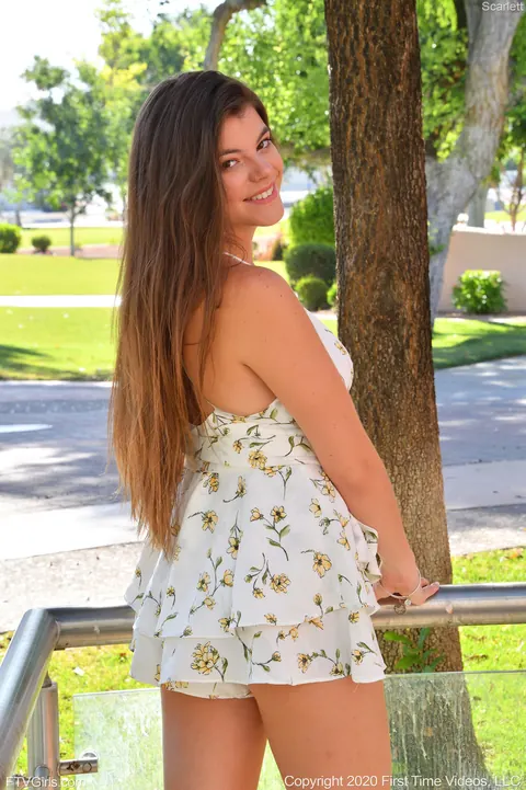 Tall Busty Woman Flashes Her Holes in a Skirt Outdoors – photo 4 of 21