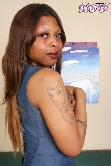 Ebony Trans Woman Stands Nude and Strokes Her Cock to Cum