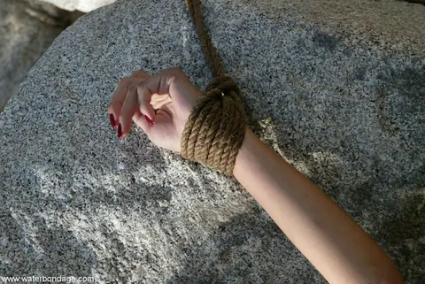 Sasha Monet: Redhead with Natural Tits in Bondage Spreads Her Legs Outdoors – photo 5 of 20