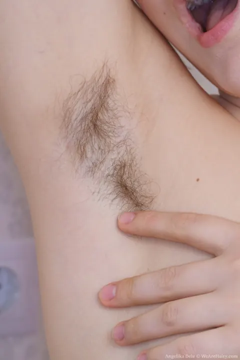 Angelika Dele: Russian Brunette Masturbates and Shows Hairy Armpits and Pussy – photo 12 of 21
