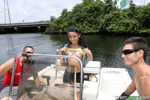 Holly Hendrix: Slim Latina Strips Out of Her Shorts on a Boat – photo 5 of 16