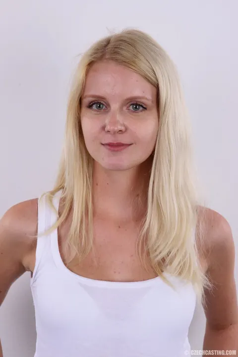 Czech Blonde Strips Naked and Spreads Her Shaved Pussy – photo 2 of 20