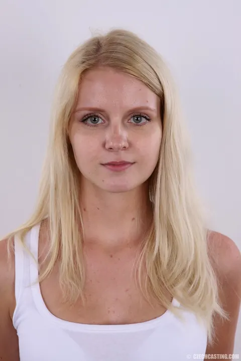Czech Blonde Strips Naked and Spreads Her Shaved Pussy – photo 1 of 20