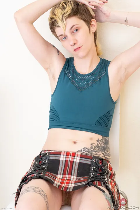 Mercy West: Tattooed Brunette Strips Nude and Shows Her Hairy Pussy – photo 1 of 21