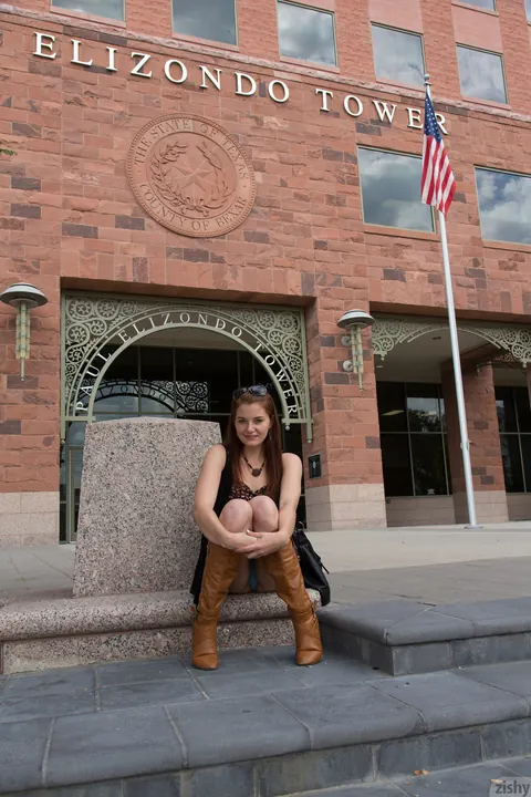 Jessica Marco: Petite Redhead Strips and Fingers Herself in Public – photo 1 of 12