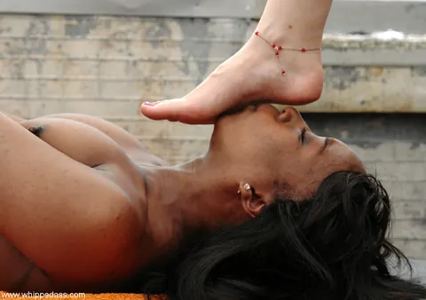 Natali Demore & Stacey Cash: Ebony Redhead MILF in Lesbian Bondage Outdoors – photo 17 of 21