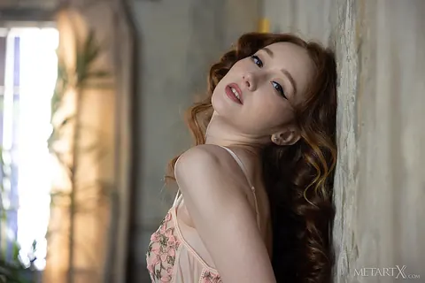 Alice Mido: Asian Redhead in Lingerie Strips and Fingers Her Pussy – photo 4 of 15