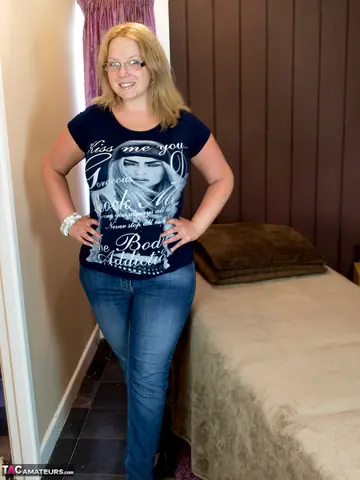 Curvy Blonde MILF Strips Off Her Panties and Spreads Her Big Ass